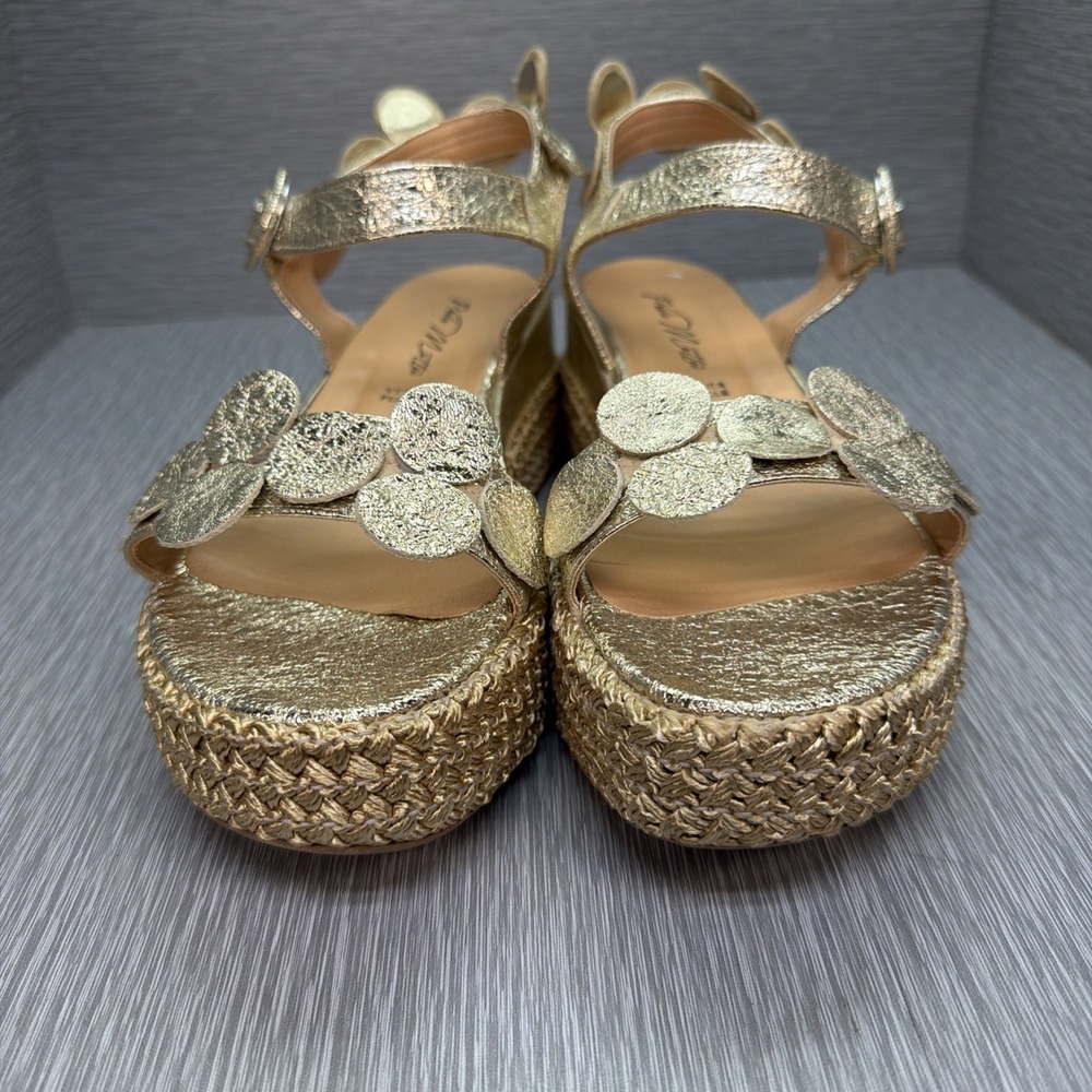 Paolo Mattei Gold Espadrille Platform Sandals‎ Italy EU 39 US 8 Resort Wedding
